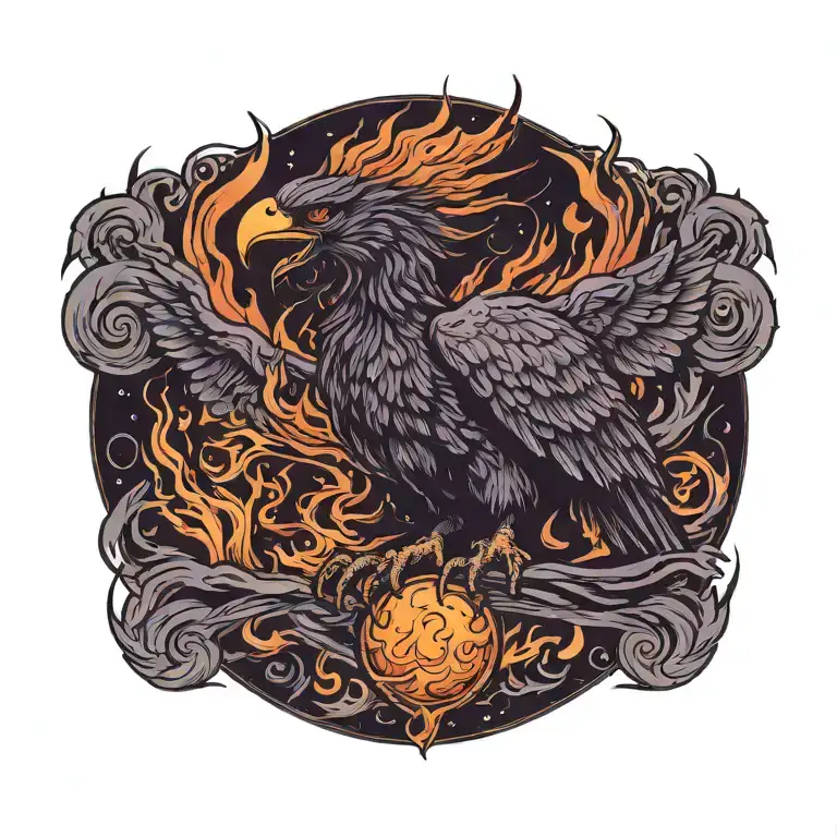 Phoenix Planet In Flames In Its Talons