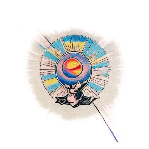 Fist Of Power Reaching To Earth With Sun Waves Arond