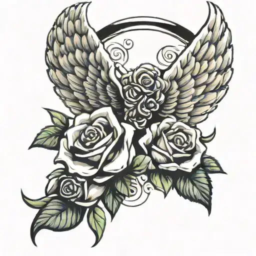 Roses And Angel Wings Holding