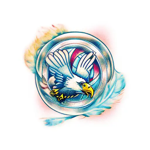 Feather With Eagle Inside Twirling And Spiralling In The Wind