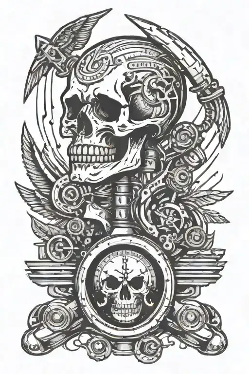 Piston Skull And Rpm Guage With Needle