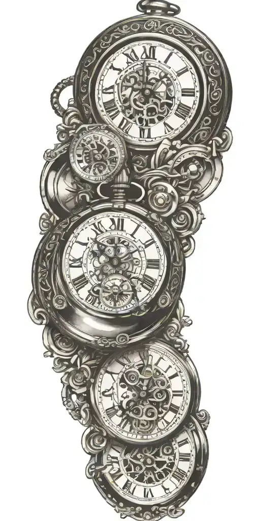 5 Pocket Watches Merging Together With Kids Names