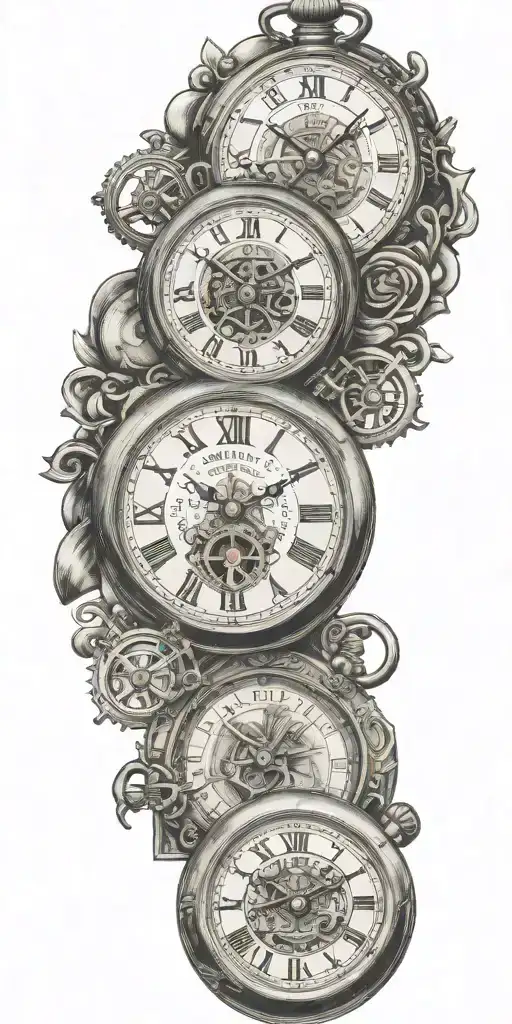 5 Pocket Watches Merging Together With Kids Names