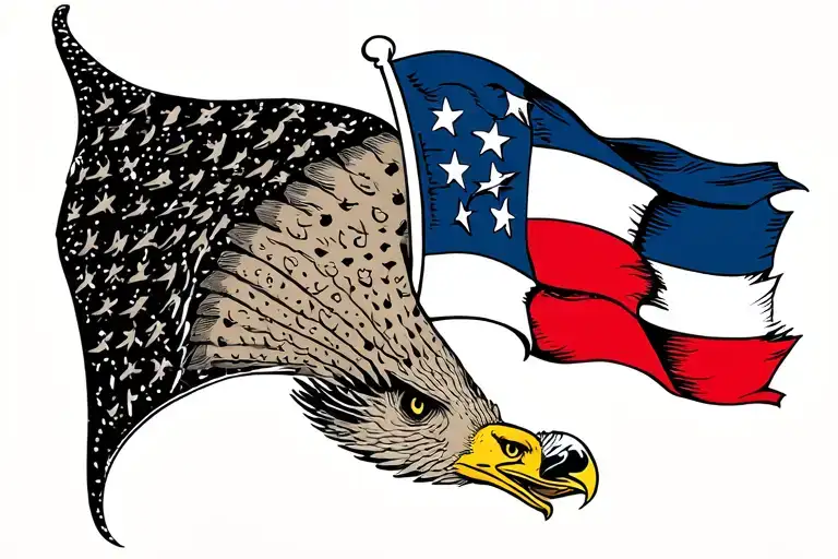 Eagle Ray And Belize Flag