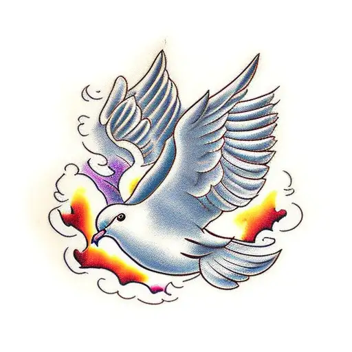 Detailed Dove With Clouds