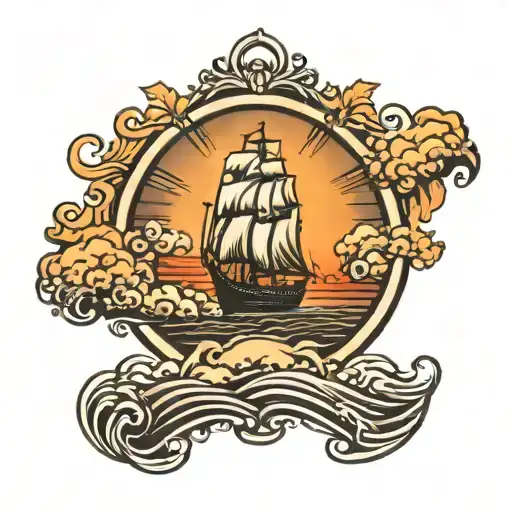 Sun Going Down Into Sea