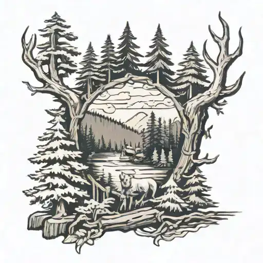 Big Wood And Forest Scene