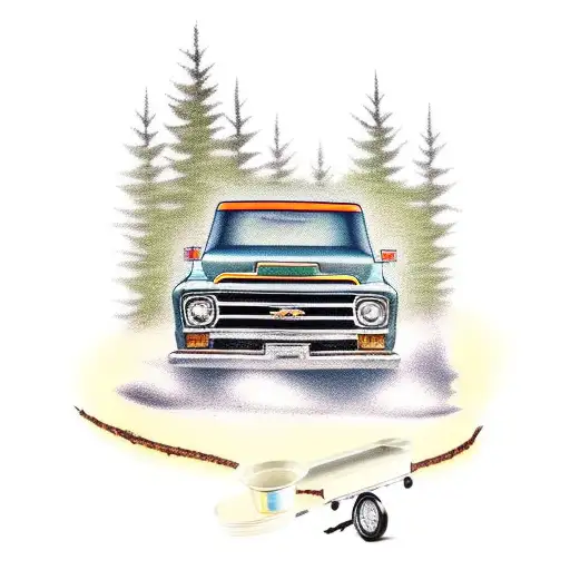 70S Chevy Truck In The Woods With A Paint Job Paying Tribute To Music