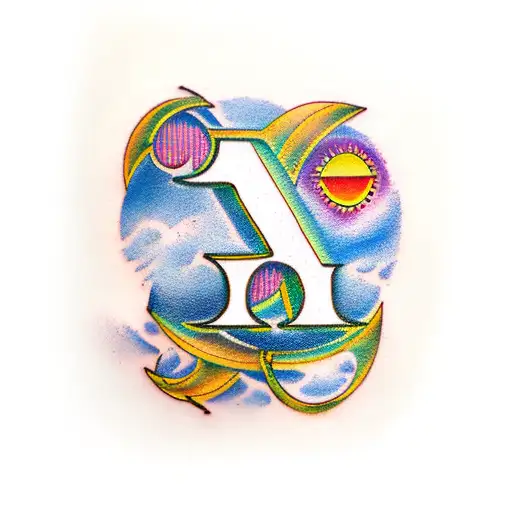 Fusion Between The Letter I And The Letter J With A Moon A The Sun