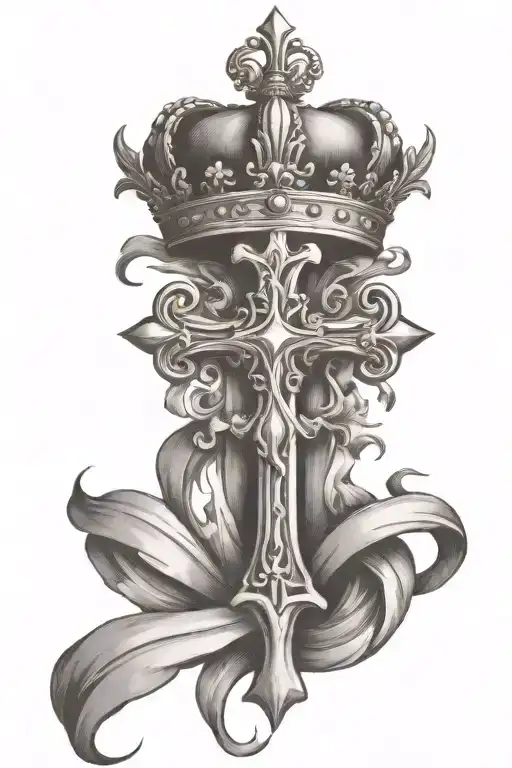 Christian Cross With Crown