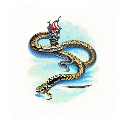 A Snake Wrapped Around A Dagger With The Dagger Piercing The Snake