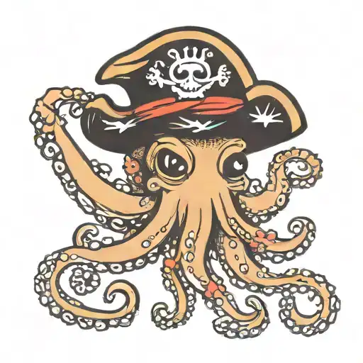 Chibi Octopus Wearing A Pirate Hat