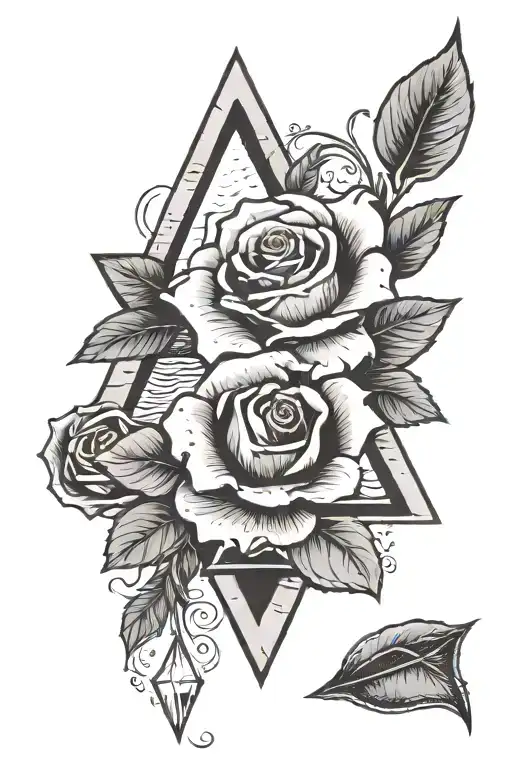 Water Element Triangle With A Rose Inside