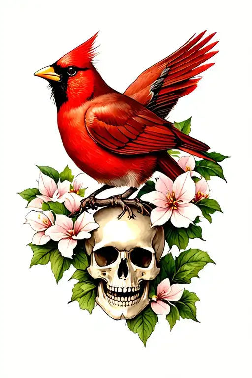 Cardinal And Skull Dogwood Tree