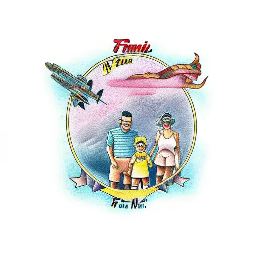 Family With The Names Dad Mom And Nathan Around It