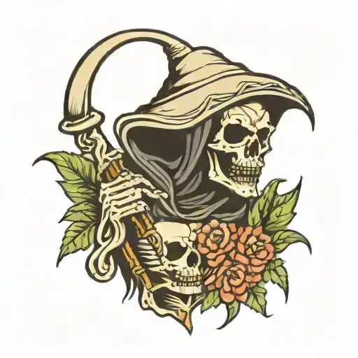 Grim Reaper With Monsteras