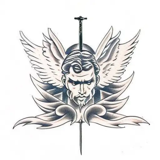 Angel Full Body Wings Sword Evil Head