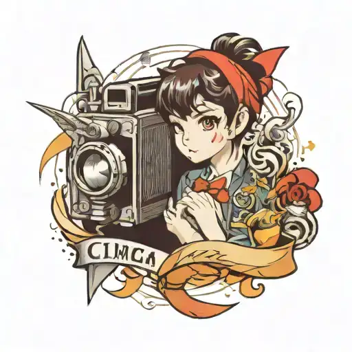 An Anime-inspired Tattoo Showcasing The Client's Love For Cinema With A Traditional Twist