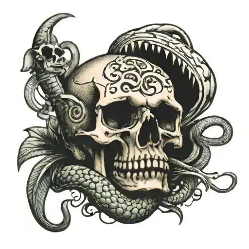 Mehak Written Inside Skull And Snakes Coming