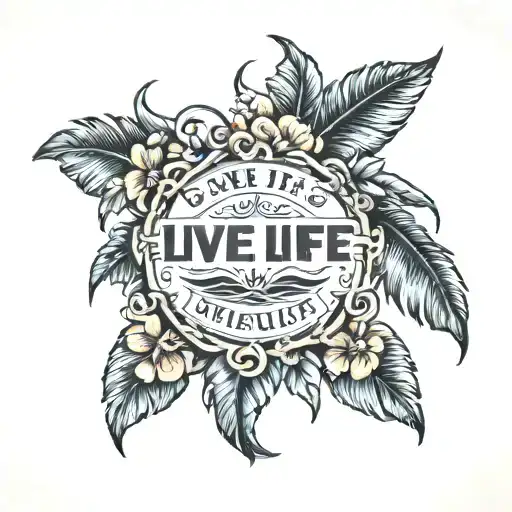 An Adventurous Tattoo With A Quote 'Live Life To The Fullest' In Hawaiian Islands