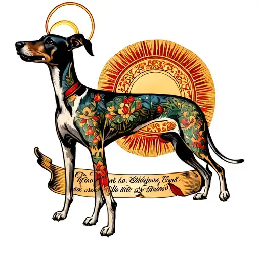 Greyhound Fullbody With A Religious Halo