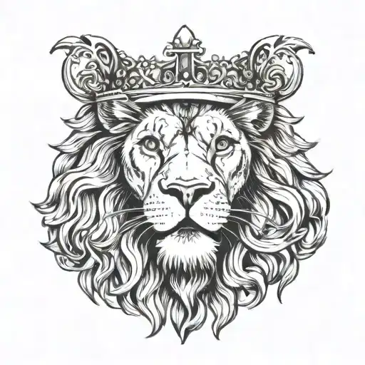 Lion Wearing Crown Wearing English Flag