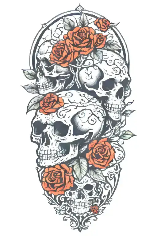 Skull Tattoo Family Tree Father Mother Son Son Daughter