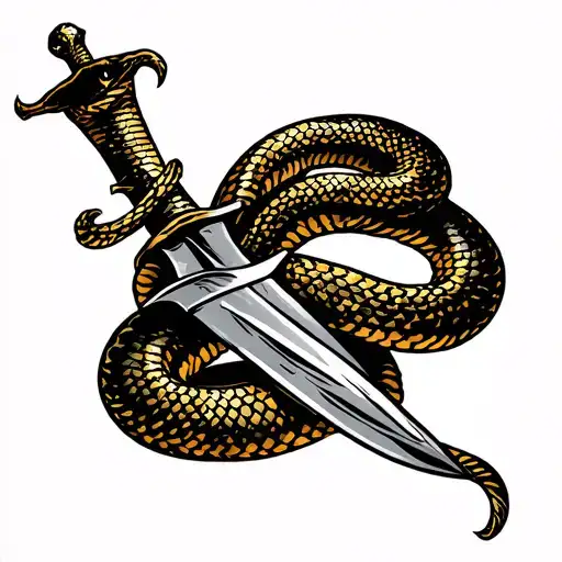 Snake Wrapped A Dagger
