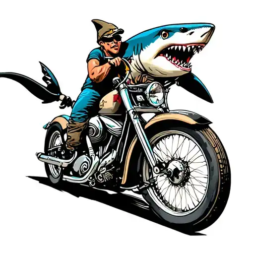 Shark Riding Motorcycle