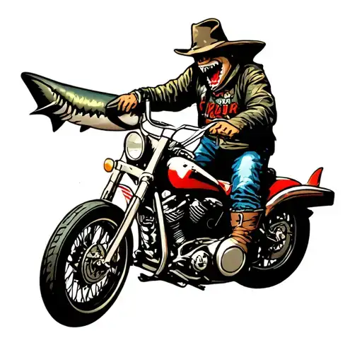 Shark Riding Motorcycle