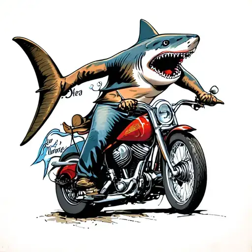 Shark Riding Motorcycle