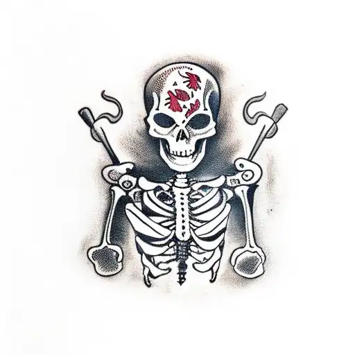 The Word Vida With Fire Around And Skeleton Going Down To My Fingers