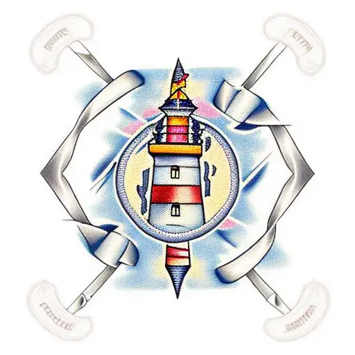 Esophageal Cancer Ribbon With Lighthouse