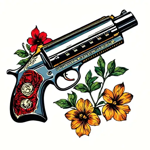 Harmonica And Gun Intertwined