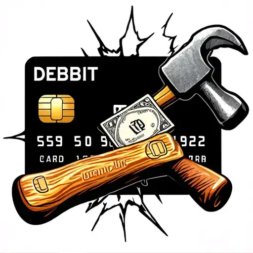 Hammer Hitting Debit Card And Cracking It