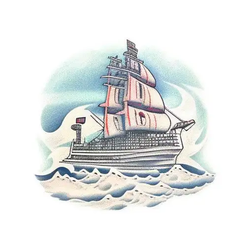 Large Galley Ship Bring Pulled Underwayer By A Kraken