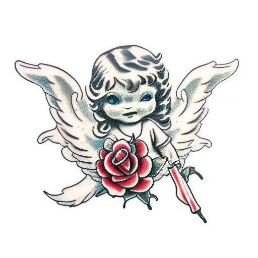 Angel Holding A Rose