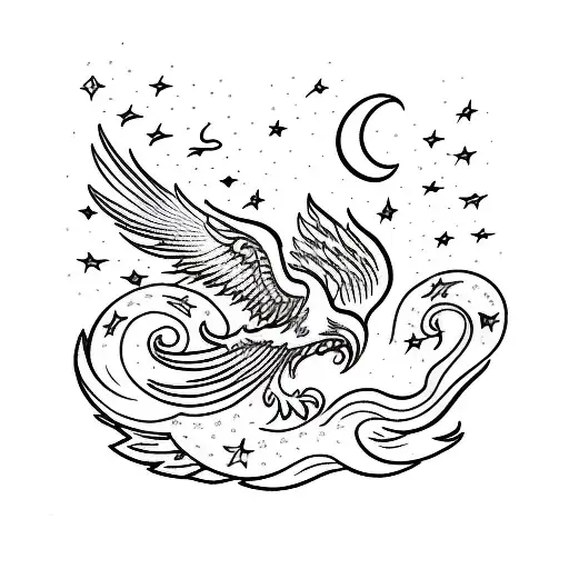 Phoenix Rising Up To The Sky