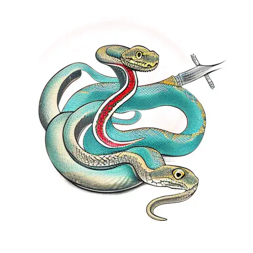 Snake Around A Spear With The Words Unbound Unbent Unbroken