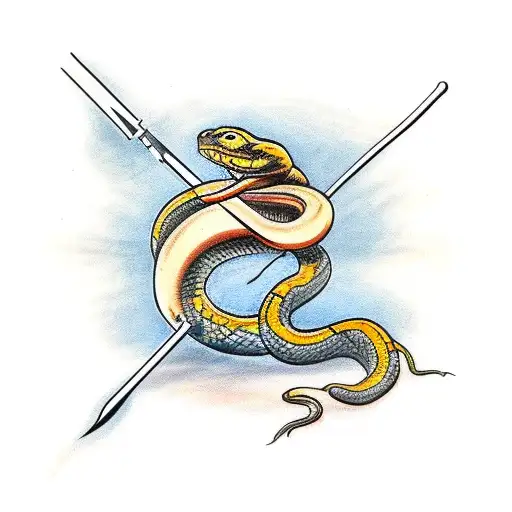 Snake Around A Spear