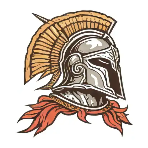 Spartan Helmet Above An Army Of Spartans Fighting Alongside