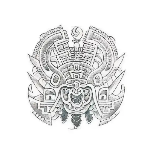 Mayan Symbols In A Row Pattern