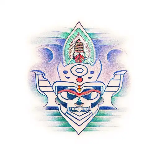 Long Stripe Of Mayan Symbols In A Row