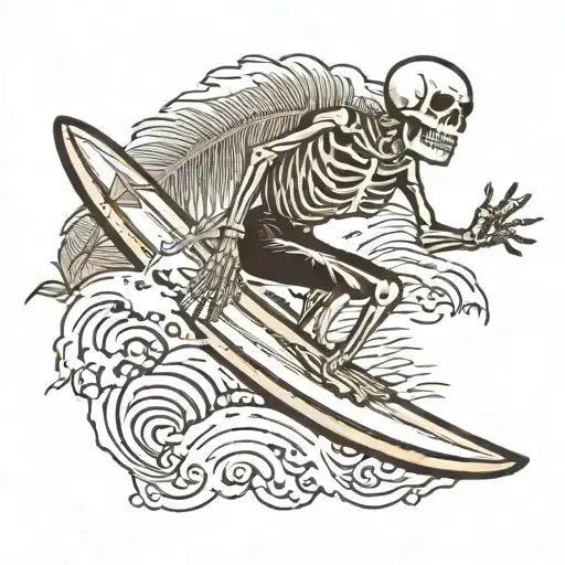 Skeleton Surfing On A Palm Frond