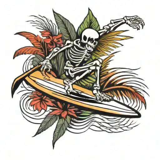 Skeleton Surfing On A Palm Frond