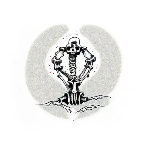 A Skeleton Arm Breaking Through The Ground From His Grave To Reach Out For A Heart