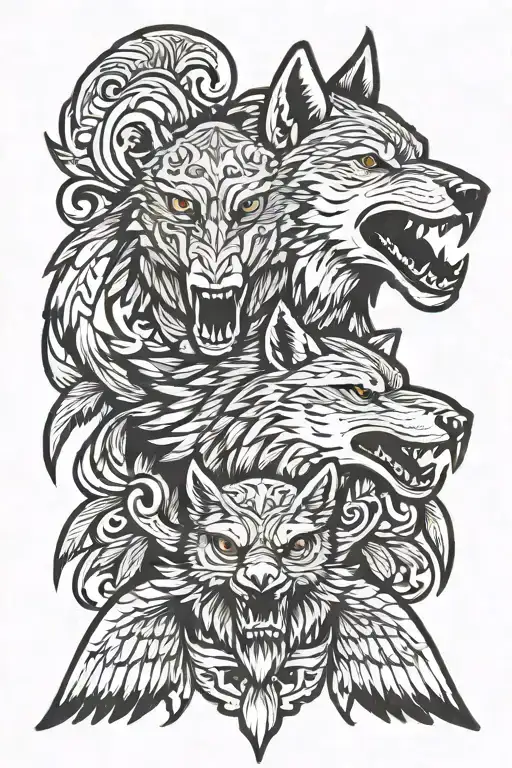 Wolf And Eagle And Leon