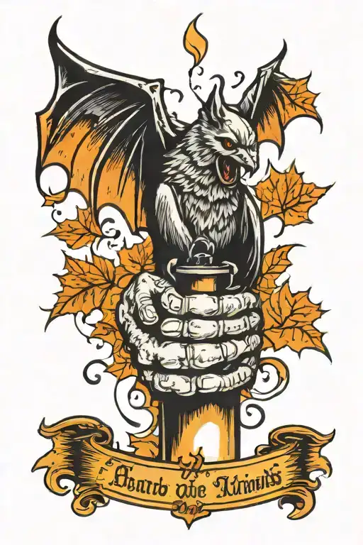 Torch In The Hands Of A Bat Wings