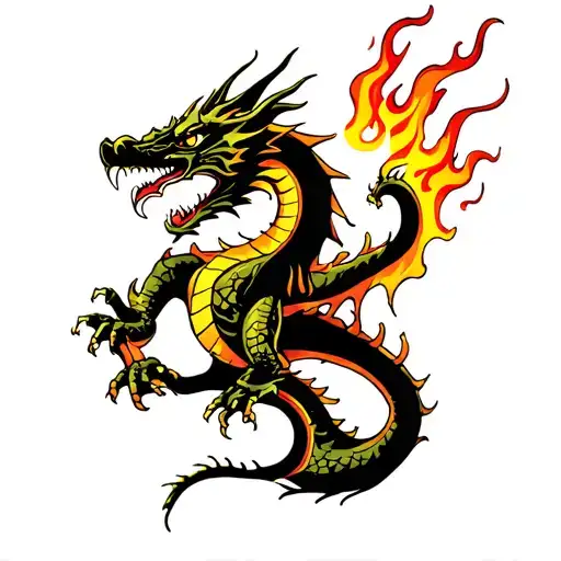 Simple Dragon Breathing Fire Surrounded