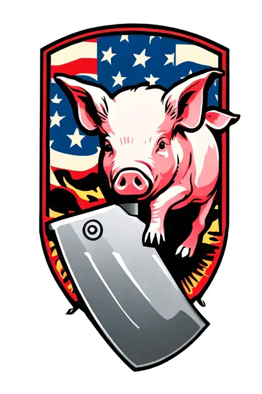 Butcher Knife With Pig On It Holds Old